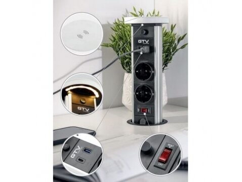 Išsikeliantis kištukinių lizdų blokas | kolona | montuojamas į baldus | apvalus | 2xSchuko | 1xUSB-A | 1xUSB-C | belaidė įkrovimo stotelė | Ø80mm | 1,5m kabelis | juodas | GTV | AE-BPW2SCAM-20 | 5902801355233 1 Išsikeliantis kištukinių lizdų blokas | kolona | montuojamas į baldus | apvalus | 2xSchuko | 1xUSB-A | 1xUSB-C | belaidė įkrovimo stotelė | Ø80mm | 1,5m kabelis | juodas | GTV | AE-BPW2SCAM-20 | 5902801355233 1