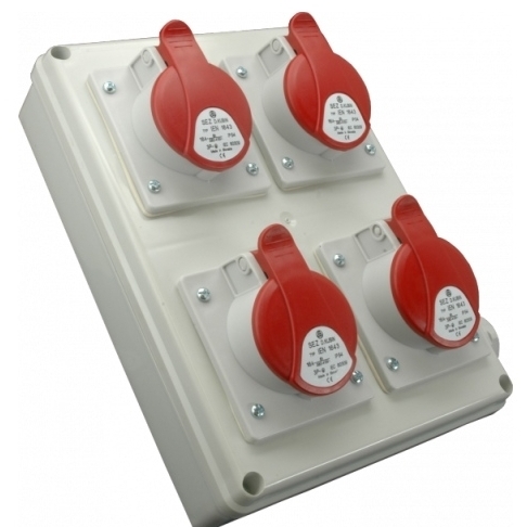 Industrial socket box | 4×16 A 5P 400 V | IP44 | SEZ ROS 1601