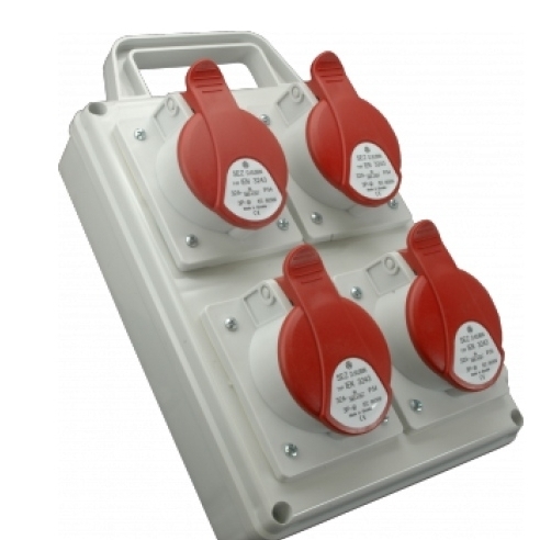 Industrial socket box | 4×16 A 5P 400 V | with holder | IP44 | SEZ ROS 1601 D
