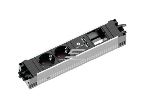 Kištukinių lizdų blokas | montuojamas į baldus | 2xSchuko | 1xPasirenkama jungtis | 2xUSB-A | 263x52x44mm | PDU | GST18 | Bachmann BA.906.0113 Kištukinių lizdų blokas | montuojamas į baldus | 2xSchuko | 1xPasirenkama jungtis | 2xUSB-A | 263x52x44mm | PDU | GST18 | Bachmann BA.906.0113