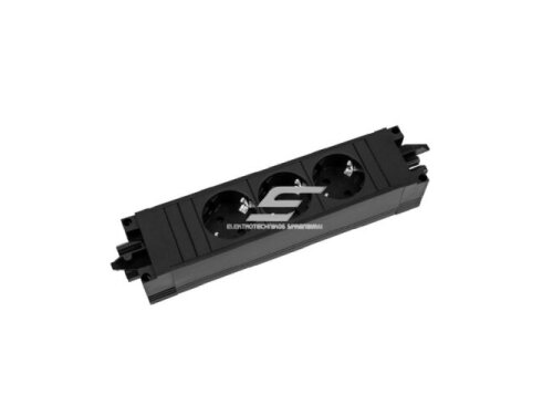 Kištukinių lizdų blokas | montuojamas į baldus | 3xSchuko | 220x52x44mm | PDU | GST18 | juodas | Bachmann BA.336.600 Kištukinių lizdų blokas | montuojamas į baldus | 3xSchuko | 220x52x44mm | PDU | GST18 | juodas | Bachmann BA.336.600