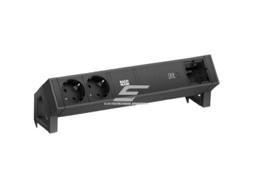 Kištukinių lizdų blokas | montuojamas ant stalo paviršiaus | 2xSchuko | 1xUSB-C | 1xPasirenkama jungtis | 300x86x99mm | 0,2m kabelis | GST18 | su laikikliais | juodas | Bachmann BA.902.967 Kištukinių lizdų blokas | montuojamas ant stalo paviršiaus | 2xSchuko | 1xUSB-C | 1xPasirenkama jungtis | 300x86x99mm | 0,2m kabelis | GST18 | su laikikliais | juodas | Bachmann BA.902.967