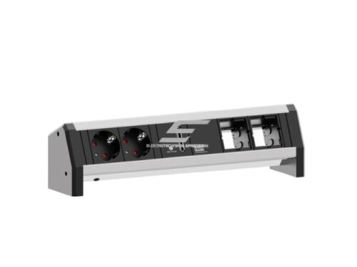 Kištukinių lizdų blokas | montuojamas ant stalo paviršiaus | 2xSchuko | 2xUSB-A | 2xPasirenkamos jungtys | 234x74x93mm | GST18 | be laikiklių | juodas/sidabrinis | Bachmann BA.902.0183 Kištukinių lizdų blokas | montuojamas ant stalo paviršiaus | 2xSchuko | 2xUSB-A | 2xPasirenkamos jungtys | 234x74x93mm | GST18 | be laikiklių | juodas/sidabrinis | Bachmann BA.902.0183
