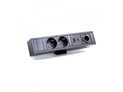 Kištukinių lizdų blokas | montuojamas ant stalo paviršiaus | 2xSchuko | 2xUSB-A+C | 1m kabelis | GST | juodas | Bachmann SA.PO.DESK Kištukinių lizdų blokas | montuojamas ant stalo paviršiaus | 2xSchuko | 2xUSB-A+C | 1m kabelis | GST | juodas | Bachmann SA.PO.DESK