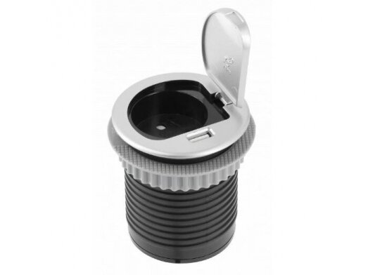 Kištukinių lizdų blokas | kolona | montuojamas į baldus | apvalus | užsidarantis | 1xSchuko | 1xUSB-A | Ø60mm | 1,9m kabelis | sidabrinis | GTV | AE-BPW1S1UCH-53 | 5902801253713 Kištukinių lizdų blokas | kolona | montuojamas į baldus | apvalus | užsidarantis | 1xSchuko | 1xUSB-A | Ø60mm | 1,9m kabelis | sidabrinis | GTV | AE-BPW1S1UCH-53 | 5902801253713