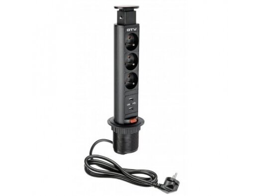 Išsikeliantis kištukinių lizdų blokas | kolona | montuojamas į baldus | apvalus | 3xSchuko | 2xUSB-A | Ø60mm | 1,5m kabelis | juodas | GTV | AE-BPW3S60U-20 | 5901867130945 Išsikeliantis kištukinių lizdų blokas | kolona | montuojamas į baldus | apvalus | 3xSchuko | 2xUSB-A | Ø60mm | 1,5m kabelis | juodas | GTV | AE-BPW3S60U-20 | 5901867130945
