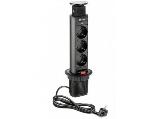 Išsikeliantis kištukinių lizdų blokas | kolona | montuojamas į baldus | apvalus | 3xSchuko | Ø60mm | 1,5m kabelis | juodas | GTV | AE-BPW3S60-20 | 5908231395535 Išsikeliantis kištukinių lizdų blokas | kolona | montuojamas į baldus | apvalus | 3xSchuko | Ø60mm | 1,5m kabelis | juodas | GTV | AE-BPW3S60-20 | 5908231395535