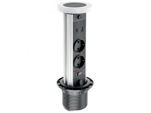 Išsikeliantis kištukinių lizdų blokas | kolona | montuojamas į baldus | apvalus | 2xSchuko | 1xUSB-A | 1xUSB-C | belaidė įkrovimo stotelė | Ø80mm | 1,5m kabelis | sidabrinis | GTV | AE-BPW2SCAM-10 | 5902801325656 Išsikeliantis kištukinių lizdų blokas | kolona | montuojamas į baldus | apvalus | 2xSchuko | 1xUSB-A | 1xUSB-C | belaidė įkrovimo stotelė | Ø80mm | 1,5m kabelis | sidabrinis | GTV | AE-BPW2SCAM-10 | 5902801325656