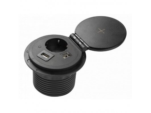Kištukinių lizdų blokas | kolona | montuojamas į baldus | apvalus | užsidarantis | 1xSchuko | 2xUSB-A+C | HDMI/RJ45 | belaidė įkrovimo stotelė | Ø80mm | 1,5m kabelis | juodas | GTV | AE-BPW1SACP-20 | 5902801355332 Kištukinių lizdų blokas | kolona | montuojamas į baldus | apvalus | užsidarantis | 1xSchuko | 2xUSB-A+C | HDMI/RJ45 | belaidė įkrovimo stotelė | Ø80mm | 1,5m kabelis | juodas | GTV | AE-BPW1SACP-20 | 5902801355332