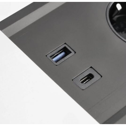 Kontaktligzdu bloks | iebūvējams mēbelēs | aizverams | 2xSchuko | 2xUSB-A+C | 1xHDMI | 1xRJ45 | 310x100x58mm | 1,5m kabelis | sudraba krāsā | GTV | AE-PB2SPRES-53 | 5902801349829 2