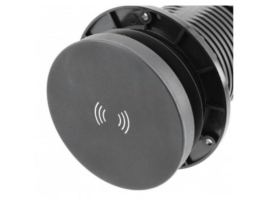 Išsikeliantis kištukinių lizdų blokas | kolona | montuojamas į baldus | apvalus | 2xSchuko | 1xUSB-A | 1xUSB-C | belaidė įkrovimo stotelė | Ø80mm | 1,5m kabelis | juodas | GTV | AE-BPW2SCAM-20 | 5902801355233 3
