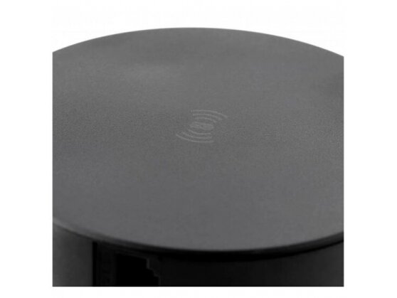 Išsikeliantis kištukinių lizdų blokas | kolona | montuojamas į baldus | apvalus | 4xSchuko | 2xUSB-A | 2xRJ45 | belaidė įkrovimo stotelė | Ø120mm | 1,5m kabelis | juodas | GTV | AE-BPW4S120P-20 | 5902801354878 1