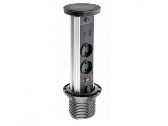 Išsikeliantis kištukinių lizdų blokas | kolona | montuojamas į baldus | apvalus | 2xSchuko | 1xUSB-A | 1xUSB-C | belaidė įkrovimo stotelė | Ø80mm | 1,5m kabelis | juodas | GTV | AE-BPW2SCAM-20 | 5902801355233 Išsikeliantis kištukinių lizdų blokas | kolona | montuojamas į baldus | apvalus | 2xSchuko | 1xUSB-A | 1xUSB-C | belaidė įkrovimo stotelė | Ø80mm | 1,5m kabelis | juodas | GTV | AE-BPW2SCAM-20 | 5902801355233