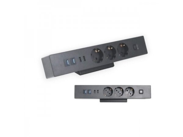 Kištukinių lizdų blokas | montuojamas ant stalo paviršiaus | 3xSchuko | 2xUSB | 2xUSB Data | su jungikliu | juodas | Bachmann SA.PO.DESK.SQURE-MM Kištukinių lizdų blokas | montuojamas ant stalo paviršiaus | 3xSchuko | 2xUSB | 2xUSB Data | su jungikliu | juodas | Bachmann SA.PO.DESK.SQURE-MM
