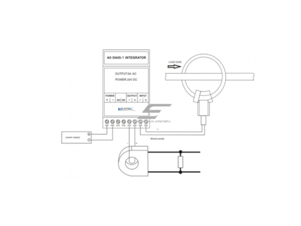 Rogowski ritės integratorius ant DIN bėgelio | 3000 A | 5 A išėjimas | 15 W | AC srovės matavimui | DA05-1   1