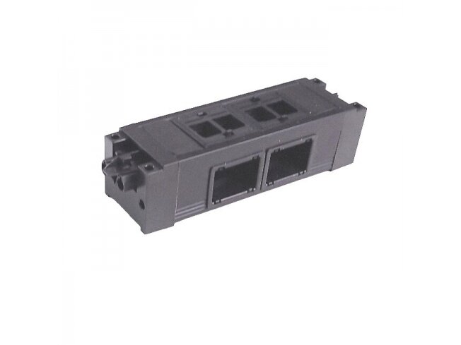 Modulinis jungčių blokas | dėžutė | montuojamas į baldus | 4xKeystone (90° LAN/HDMI) | GST | juodas | Bachmann SA.PO.0.2