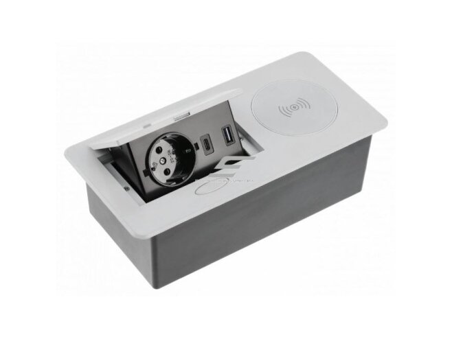 Kištukinių lizdų blokas | montuojamas į baldus | užsidarantis | 1xSchuko | 2xUSB-A+C | belaidė įkrovimo stotelė | 240x119x72mm | 1,5m kabelis | sidabrinis | AE-PB1SAVAP-53 | 5902801326172 Kištukinių lizdų blokas | montuojamas į baldus | užsidarantis | 1xSchuko | 2xUSB-A+C | belaidė įkrovimo stotelė | 240x119x72mm | 1,5m kabelis | sidabrinis | AE-PB1SAVAP-53 | 5902801326172