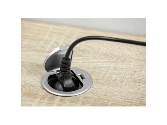 Kištukinių lizdų blokas | kolona | montuojamas į baldus | apvalus | užsidarantis | 1xSchuko | 1xUSB-A | Ø60mm | 1,9m kabelis | sidabrinis | GTV | AE-BPW1S1UCH-53 | 5902801253713 1 Kištukinių lizdų blokas | kolona | montuojamas į baldus | apvalus | užsidarantis | 1xSchuko | 1xUSB-A | Ø60mm | 1,9m kabelis | sidabrinis | GTV | AE-BPW1S1UCH-53 | 5902801253713 1