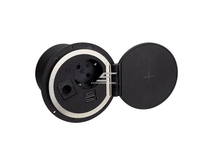 Kištukinių lizdų blokas | kolona | montuojamas į baldus | apvalus | užsidarantis | 1xSchuko | 2xUSB-A+C | HDMI/RJ45/USB | Ø80mm | 1,8m kabelis | juodas | SAMBOBOX-U-2-01 Kištukinių lizdų blokas | kolona | montuojamas į baldus | apvalus | užsidarantis | 1xSchuko | 2xUSB-A+C | HDMI/RJ45/USB | Ø80mm | 1,8m kabelis | juodas | SAMBOBOX-U-2-01