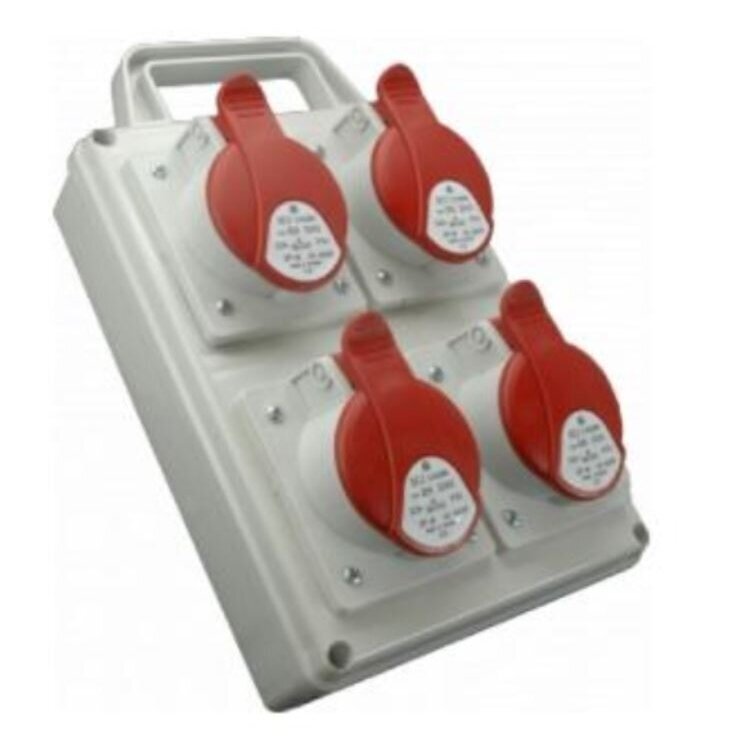 Industrial socket box | 2×16 A 5P + 2×32 A 5P 400 V | with handle | IP44 | SEZ ROS 3203 D