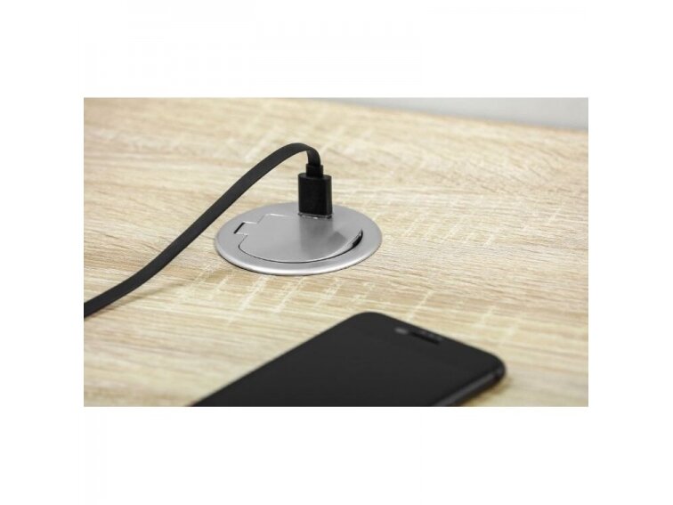 Kištukinių lizdų blokas | kolona | montuojamas į baldus | apvalus | užsidarantis | 1xSchuko | 1xUSB-A | Ø60mm | 1,9m kabelis | sidabrinis | GTV | AE-BPW1S1UCH-53 | 5902801253713 2 Kištukinių lizdų blokas | kolona | montuojamas į baldus | apvalus | užsidarantis | 1xSchuko | 1xUSB-A | Ø60mm | 1,9m kabelis | sidabrinis | GTV | AE-BPW1S1UCH-53 | 5902801253713 2