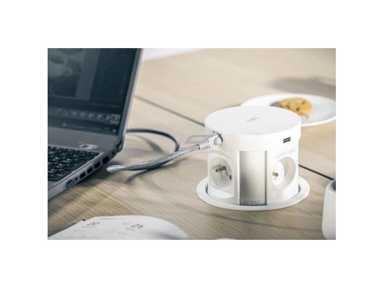 Išsikeliantis kištukinių lizdų blokas | kolona | montuojamas į baldus | apvalus | 4xSchuko | 2xUSB-A | 2xRJ45 | belaidė įkrovimo stotelė | Ø120mm | 1,5m kabelis | baltas/sidabrinis | GTV | AE-BPW4S120P-10 | 5902801355264 2 Išsikeliantis kištukinių lizdų blokas | kolona | montuojamas į baldus | apvalus | 4xSchuko | 2xUSB-A | 2xRJ45 | belaidė įkrovimo stotelė | Ø120mm | 1,5m kabelis | baltas/sidabrinis | GTV | AE-BPW4S120P-10 | 5902801355264 2