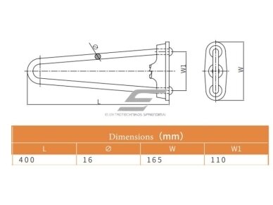 Atotampos lankas su tvirtinimo plokštele | karštai cinkuotas plienas | 400x165mm | Ø16mm 3 Atotampos lankas su tvirtinimo plokštele | karštai cinkuotas plienas | 400x165mm | Ø16mm 3
