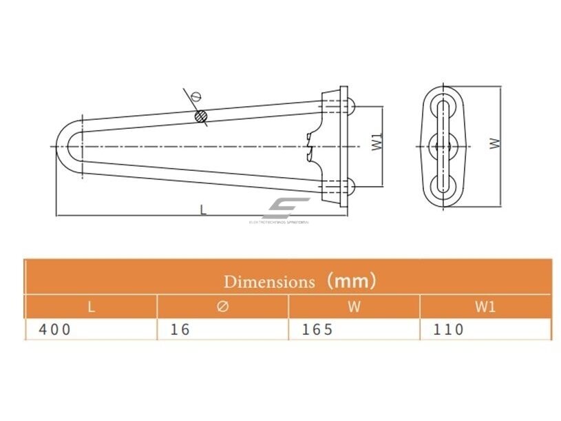 Atotampos lankas su tvirtinimo plokštele | karštai cinkuotas plienas | 400x165mm | Ø16mm 3