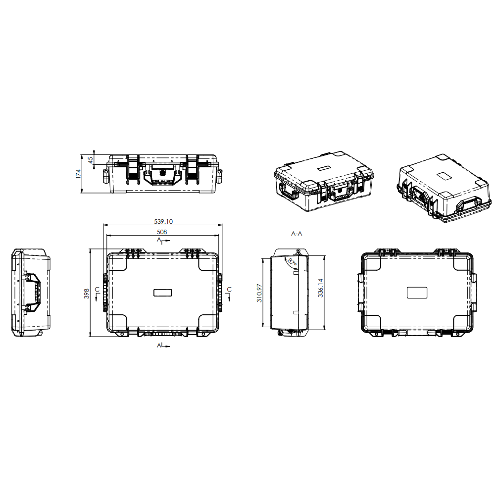 Safe transport case | suitcase with handle | 539x398x174mm | IP67 4