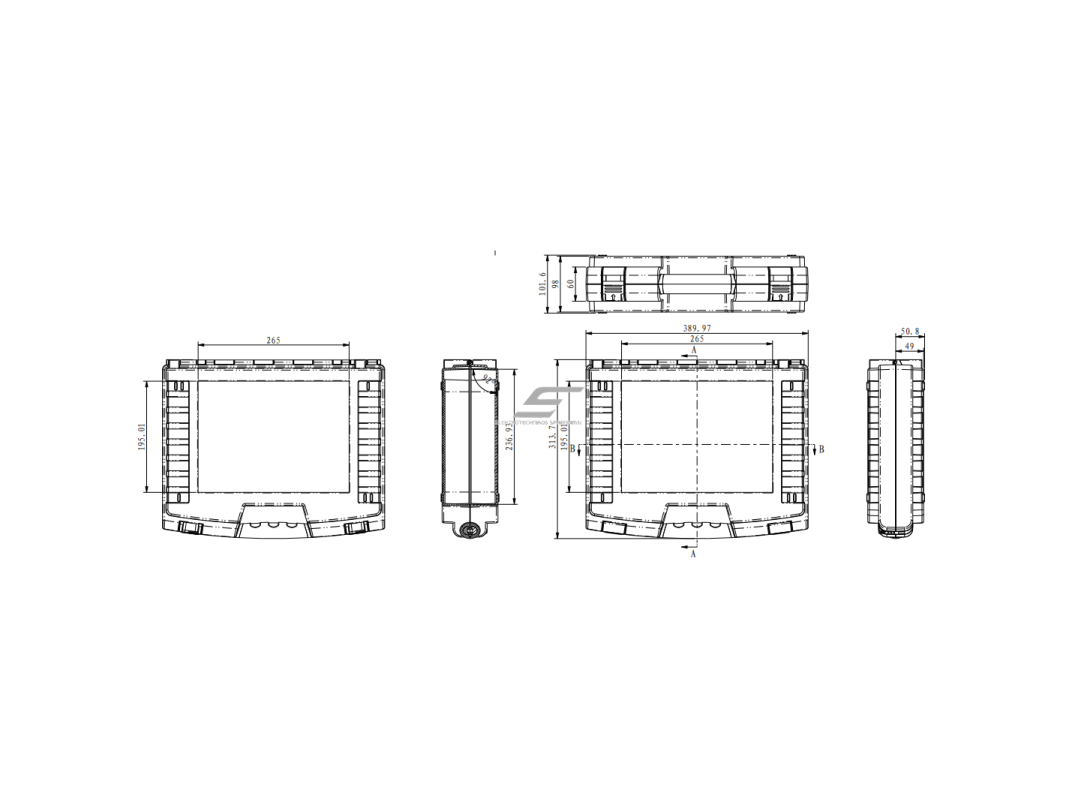 Saugaus transportavimo dėžė su rankena | 390x314x102mm | IP67 4 Saugaus transportavimo dėžė su rankena | 390x314x102mm | IP67 4