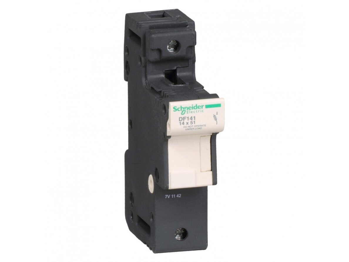 Modulinis saugiklių kirtiklių laikiklis | blokas | 1P | 50A | 400-690V | 80-120kA | 14x51mm | DIN | Schneider Electric | TeSys DF | DF141