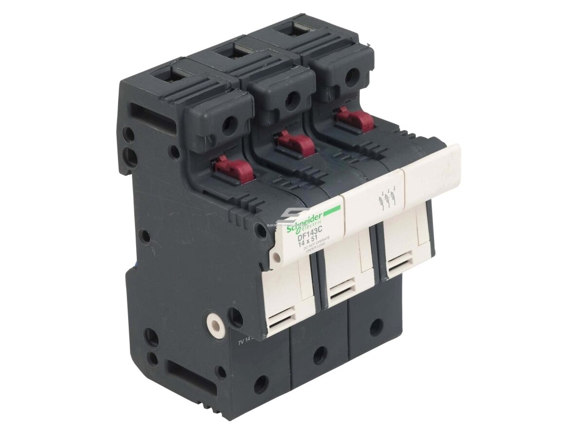 Modulinis saugiklių kirtiklių laikiklis | blokas | 3P | 50A | 400-690V | 80-120kA | 14x51mm | DIN | Schneider Electric | TeSys DF | DF143C Modulinis saugiklių kirtiklių laikiklis | blokas | 3P | 50A | 400-690V | 80-120kA | 14x51mm | DIN | Schneider Electric | TeSys DF | DF143C