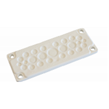 Płyta przepustowa membranowa ze stożkami | do wycięcia 216×84 mm | 25 kabli Ø5–26 mm | szara | IP65 / IP55 | HT Hi Tech Polymers | HTKC-25 Płyta przepustowa membranowa ze stożkami | do wycięcia 216×84 mm | 25 kabli Ø5–26 mm | szara | IP65 / IP55 | HT Hi Tech Polymers | HTKC-25