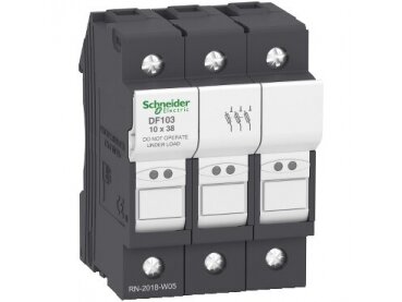 Modulinis saugiklių kirtiklių laikiklis | blokas | 3P | 32A | 400-690V | 120kA | 10x38mm | DIN | Schneider Electric | TeSys DF | DF103 Modulinis saugiklių kirtiklių laikiklis | blokas | 3P | 32A | 400-690V | 120kA | 10x38mm | DIN | Schneider Electric | TeSys DF | DF103