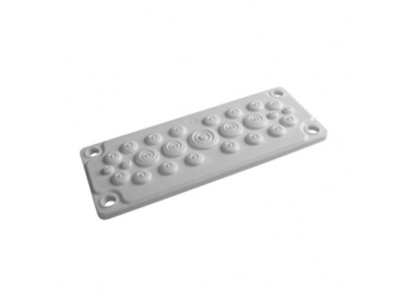 Membraninė kabelių įvado plokštelė | 216×84 mm išpjovai | 1× Ø20–26 + 4× Ø14–20 + 16× Ø8–14 + 4× Ø5–7 mm | pilka | IP65 | HT | HTC-25 Membraninė kabelių įvado plokštelė | 216×84 mm išpjovai | 1× Ø20–26 + 4× Ø14–20 + 16× Ø8–14 + 4× Ø5–7 mm | pilka | IP65 | HT | HTC-25