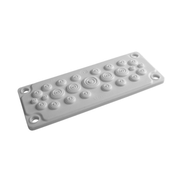 Płyta przepustowa membranowa | do wycięcia 216×84 mm | 1× Ø20–26 + 4× Ø14–20 + 16× Ø8–14 + 4× Ø5–7 mm | szara | IP65 | HT | HTC-25