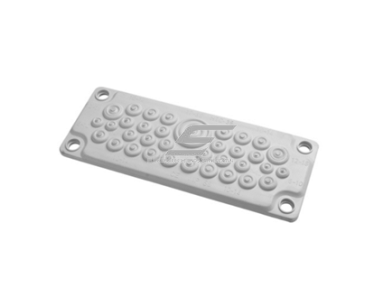 Membraninė kabelių įvado plokštelė | 216×84 mm išpjovai | 35 angos Ø6–32 mm | pilka | IP65 | HT Hi Tech Polymers | HTC-35