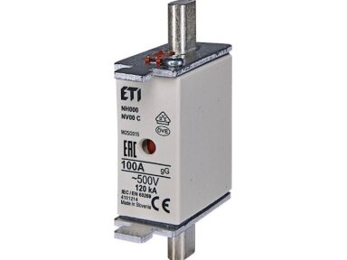 Peilinis saugiklis | NH000 | 125A | 500V | 120kA | gG | Eti | KOMBI | 004181215 Peilinis saugiklis | NH000 | 125A | 500V | 120kA | gG | Eti | KOMBI | 004181215