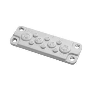 Membrane cable entry plate | for 138×48 mm cut-out | 2× Ø12–21 + 2× Ø8–15 + 6× Ø5–8 mm | grey | IP55 | HT Hi Tech Polymers | HTB-10 Membrane cable entry plate | for 138×48 mm cut-out | 2× Ø12–21 + 2× Ø8–15 + 6× Ø5–8 mm | grey | IP55 | HT Hi Tech Polymers | HTB-10