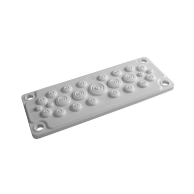 Płyta przepustowa membranowa | do wycięcia 216×84 mm | 1× Ø20–26 + 4× Ø14–20 + 16× Ø8–14 + 4× Ø5–7 mm | szara | IP65 | HT | HTC-25 Płyta przepustowa membranowa | do wycięcia 216×84 mm | 1× Ø20–26 + 4× Ø14–20 + 16× Ø8–14 + 4× Ø5–7 mm | szara | IP65 | HT | HTC-25