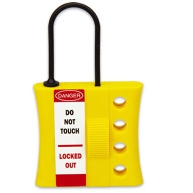 LOTO dielectric lockout hasp | for 4 padlocks | Ø3 mm nylon shackle | ABS body | yellow | ES-BD-8341 LOTO dielectric lockout hasp | for 4 padlocks | Ø3 mm nylon shackle | ABS body | yellow | ES-BD-8341