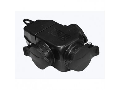 Šakotuvas | 3xSchuko | 16A | 250V | guminis lizdas | juodas | IP44 | Solera | 5586OB/1 | 8423220043275 1