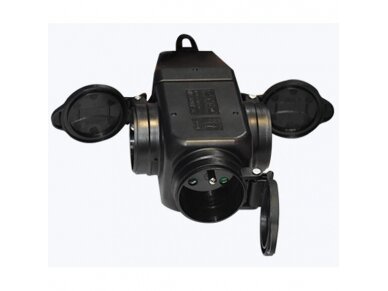 Šakotuvas | 3xSchuko | 16A | 250V | guminis lizdas | juodas | IP44 | Solera | 5586OB/1 | 8423220043275