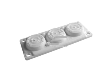 Membraninė kabelių įvado plokštelė | 216×84 mm išpjovai | 2× Ø24–54 + 1× Ø30–59 + 3× Ø6–14 mm | pilka | IP65 | HT Hi Tech Polymers | HTC-3