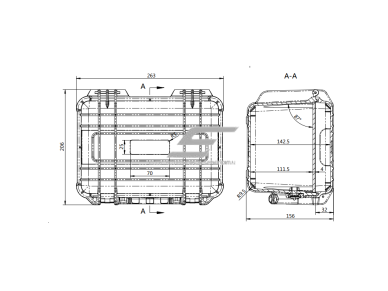 Saugaus transportavimo dėžė su rankena | 263x206x156mm | IP67 3 Saugaus transportavimo dėžė su rankena | 263x206x156mm | IP67 3