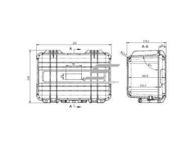 Saugaus transportavimo dėžė su rankena | 335x236x176mm | IP67 4 Saugaus transportavimo dėžė su rankena | 335x236x176mm | IP67 4