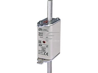 Peilinis saugiklis | NH1C | 63A | 500V | 120kA | gG | Eti | KOMBI | 004184212