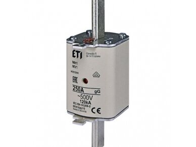 Peilinis saugiklis | NH1C | 250A | 500V | 120kA | gG | Eti | KOMBI | 004184219