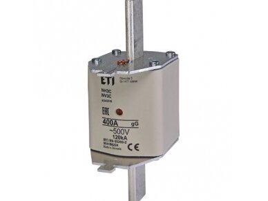 Peilinis saugiklis | NH3C | 400A | 500V | 120kA | gG | Eti | KOMBI | 004186224 Peilinis saugiklis | NH3C | 400A | 500V | 120kA | gG | Eti | KOMBI | 004186224