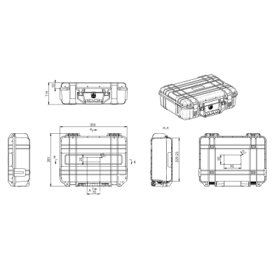 Safe transport case | suitcase with handle | 358x281x116mm | IP67 3